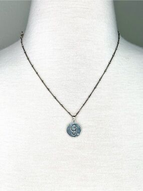DESIGNER NVC 925 STERLING INITIAL G DIAMOND DISC PENDANT STATION CHAIN NECKLACE
